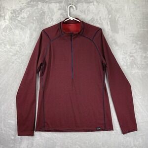 Patagonia Shirt mens Large 1/2 Zip Capilene 2 Lightweight Polartec Red Baselayer
